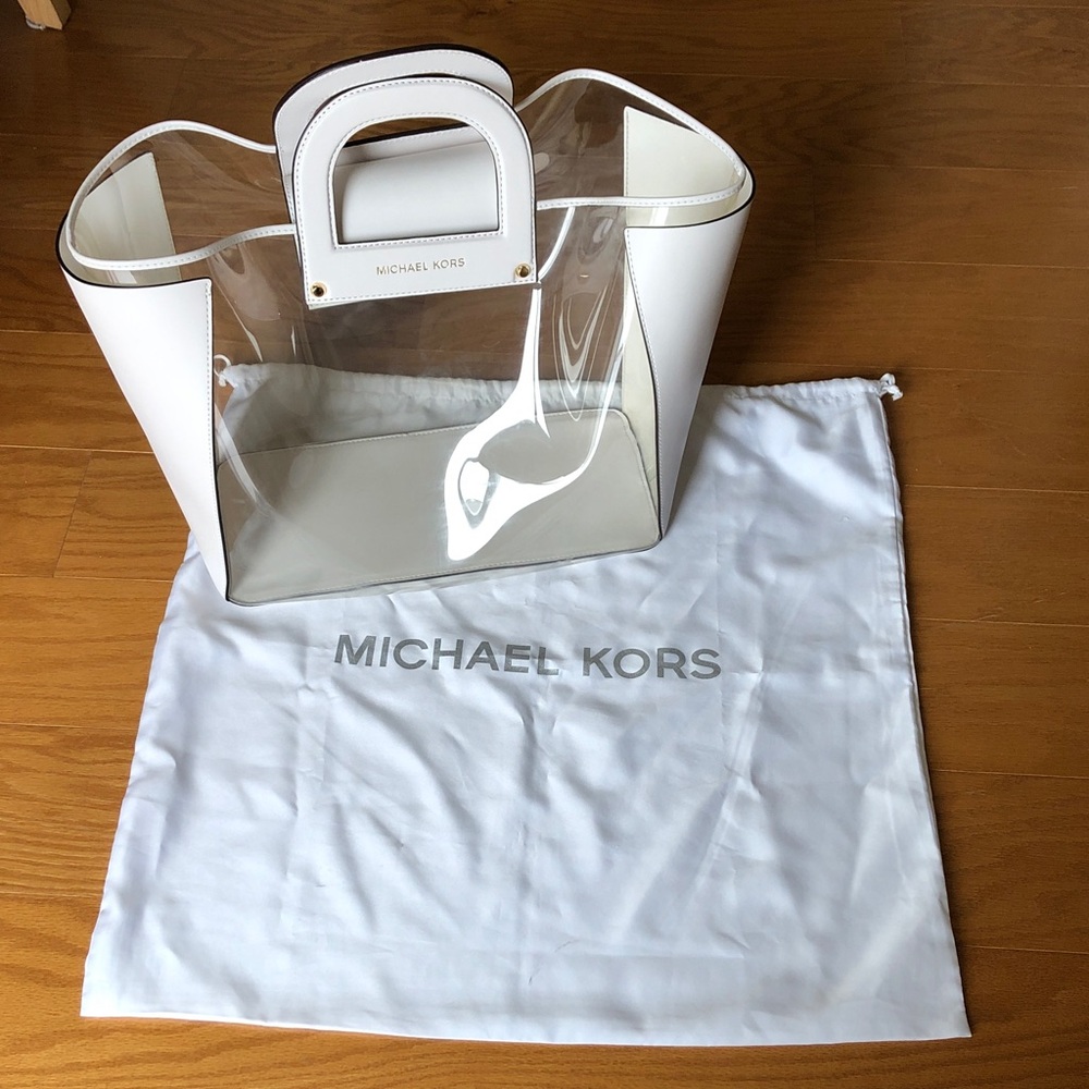 MICHAEL KORS CLEAR LEATHER CLARA TOTE